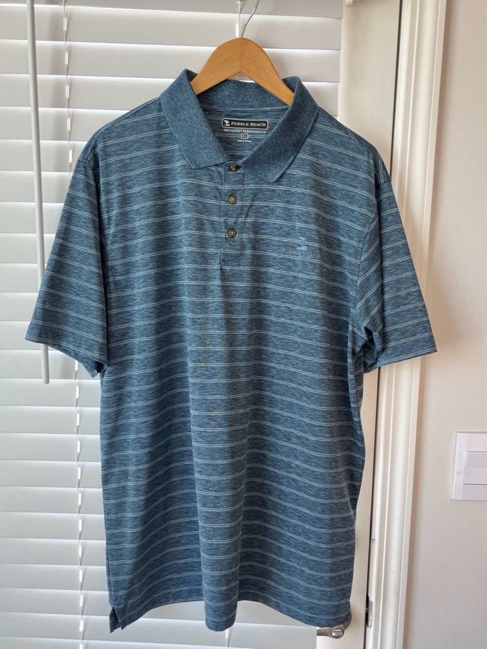 Pebble Beach Blue Heathered Stripe Polo Size XL